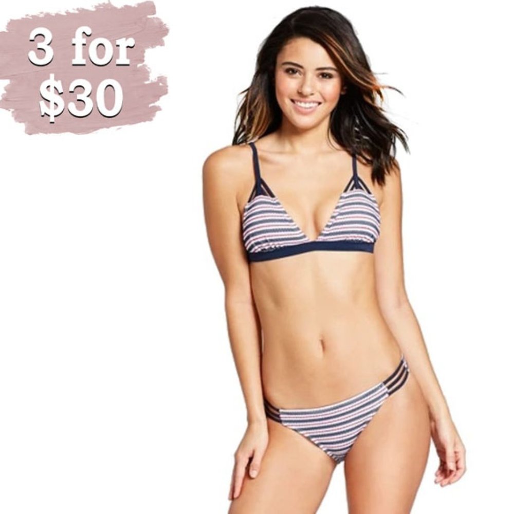 Xhilaration Strappy Pique Cheeky Bikini Bo… - Picture 1 of 9